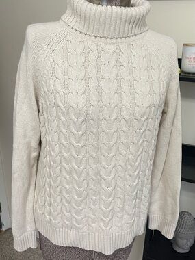 croft & barrow Cream Cable Knit Turtleneck Sweater